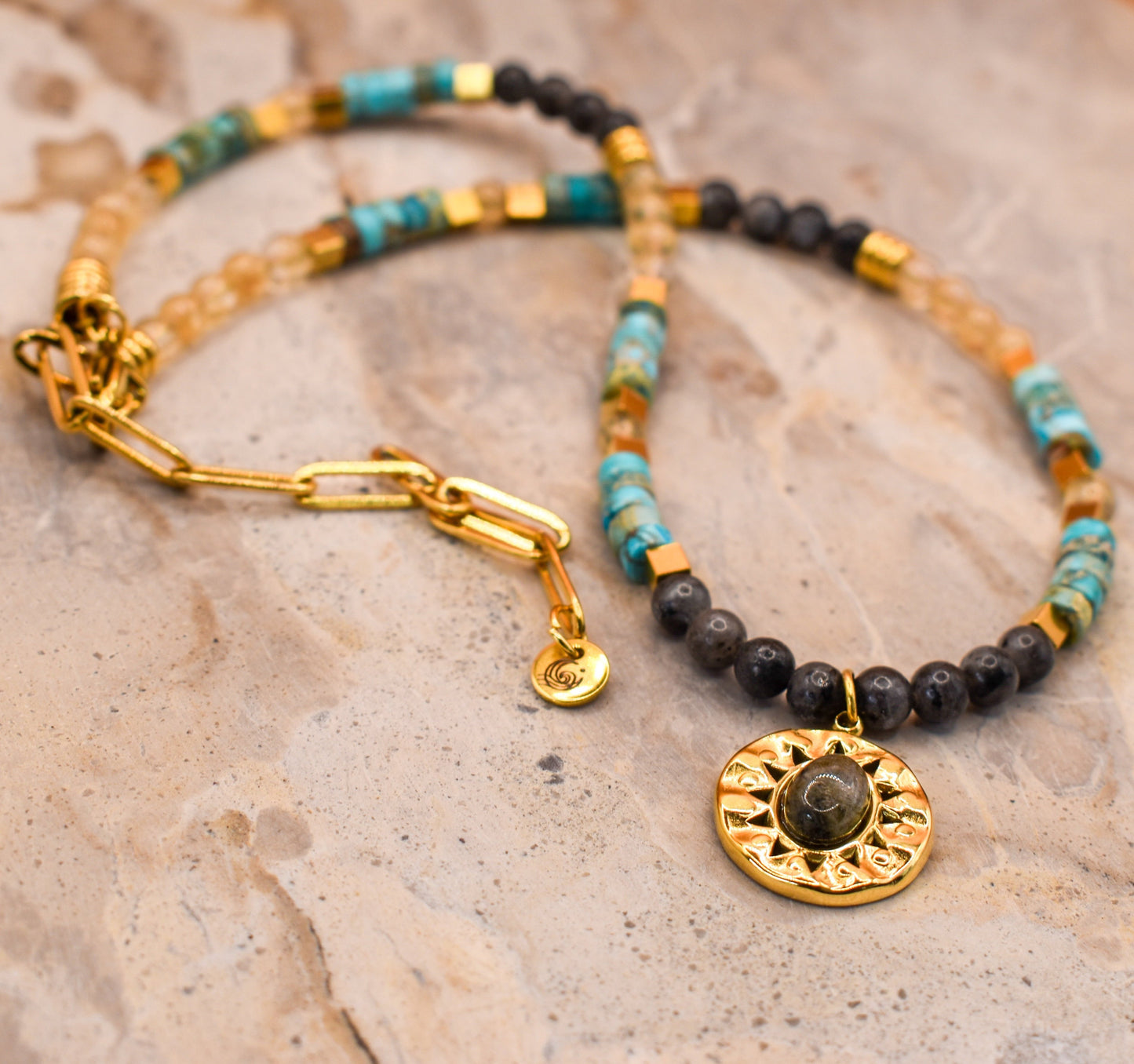 Gemma Beaded Gold Necklace