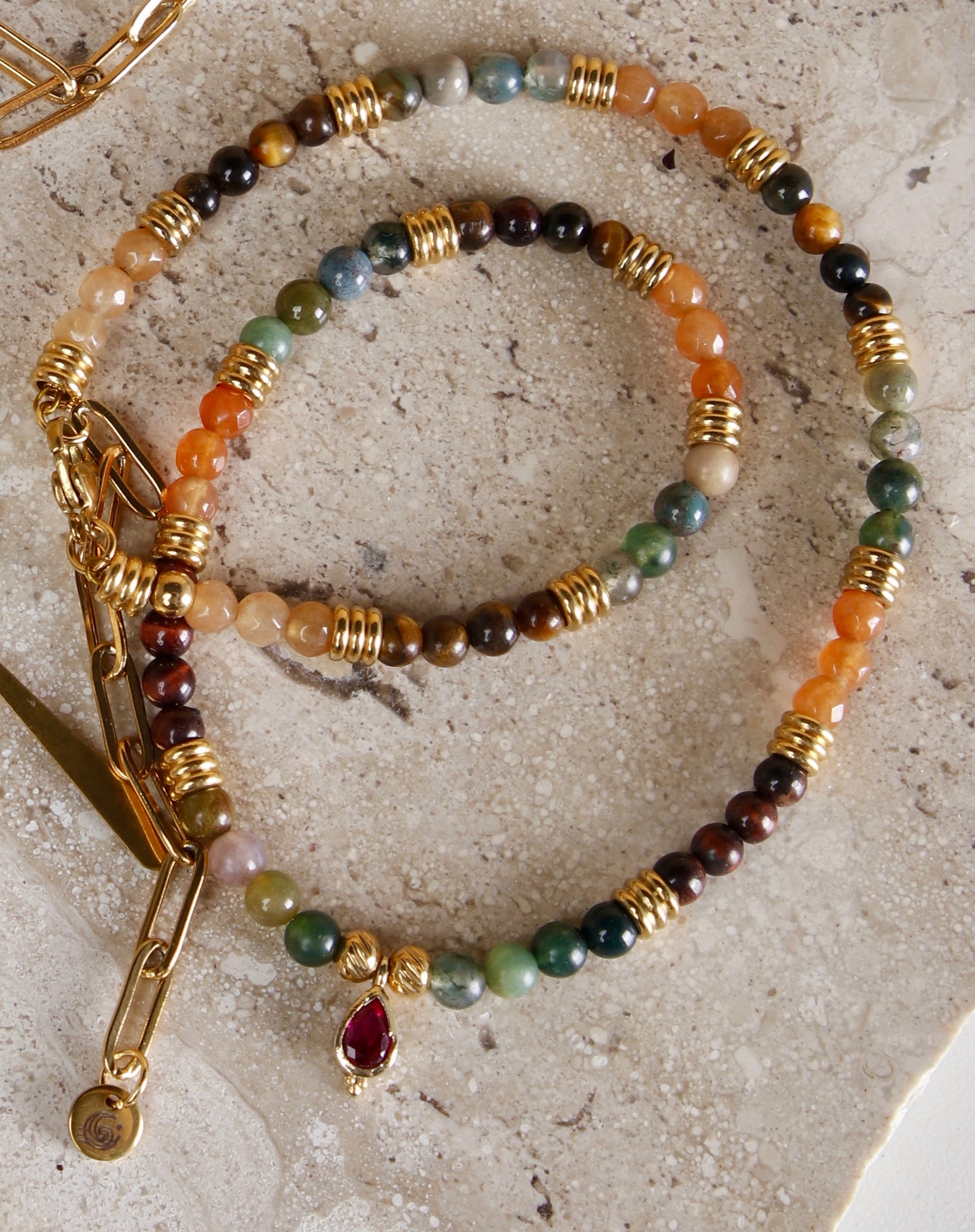 Iris Beaded Gold Necklace