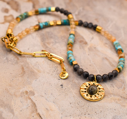 Gemma Beaded Gold Necklace