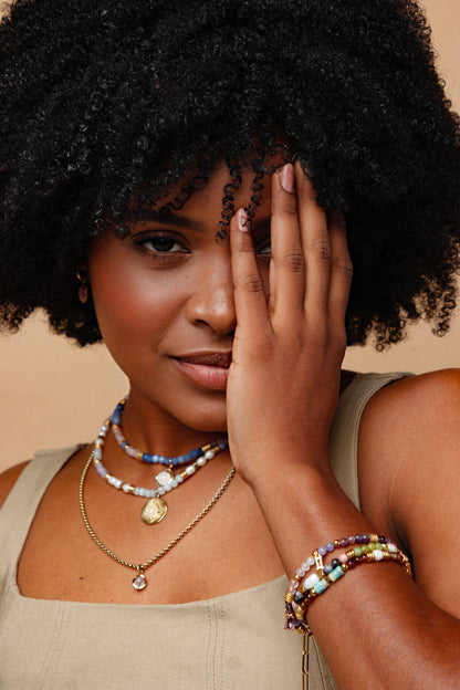 Rosa Beaded Gold Necklace